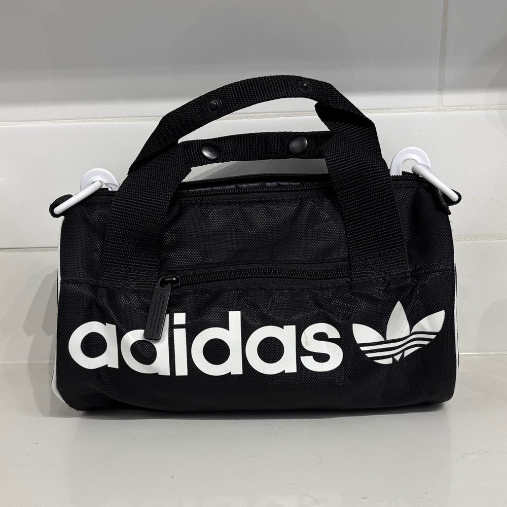 Adidas Black and White Mini Logo Duffel